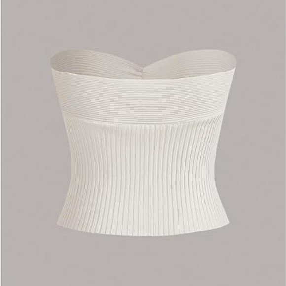 Cream Ribbed Crop Top - Picture 2 of 6